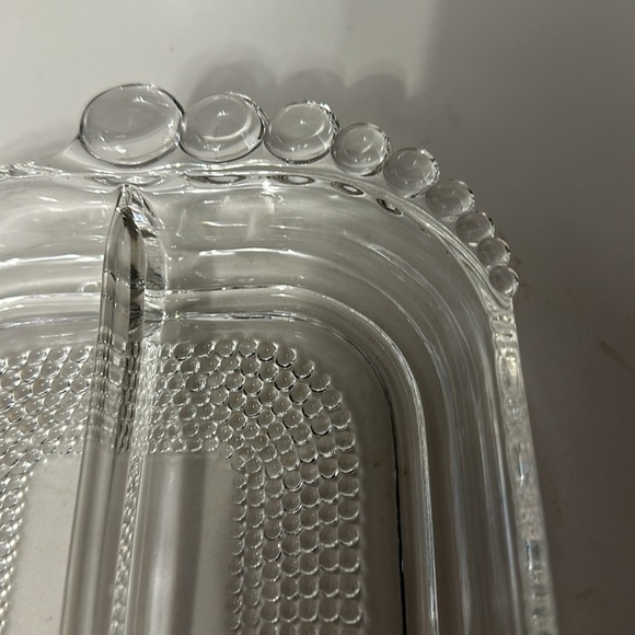 Duncan miller teardrop patter oblong 3 section serving dish vintage heavy glass - Picture 5 of 7
